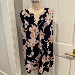 Papermoon. 2x Navy & Blush Sleeveless Blouse. Floral. Guc. Polyester Blend.